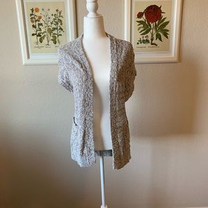 Short sleeve woven cardigan